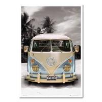 VW Camper Van Poster Californian White Framed - 96.5 x 66 cms (Approx 38 x 26 inches)