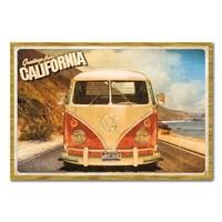 VW Camper California Postcard Poster Oak Framed - 96.5 x 66 cms (Approx 38 x 26 inches)
