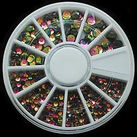 W126 300pcs/Set Black Color Half Round Nail Art Mix Size Rhinestone DIY Nail Art Decor Round Wheels