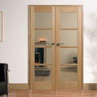 W4 Oslo Oak Room Divider with Clear Safety Glass and Fully Decorated