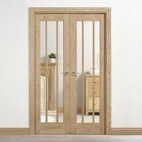 w4 lincoln oak room divider with clear safety glass without decoration