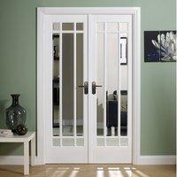 w4 manhattan doors frame set with bevelled clear glass and white prime ...