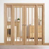 W6 Lincoln Oak Room Divider with Clear Safety Glass - Without Decoration
