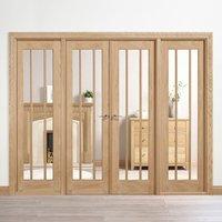 W8 Lincoln Oak Room Divider with Clear Safety Glass - Without Decoration