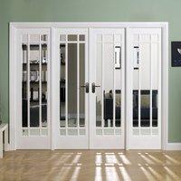 W8 Manhattan Doors & Frame Set with Bevelled Clear Glass and white Primed