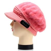 Warm Headset Winter Bluetooth Music Hat for Women Knitting Wool Answer Phone Rabbit Hair Peaked Cap Valentine\'s Day Gift Lover