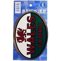 Wales Oval On Silver Sticker