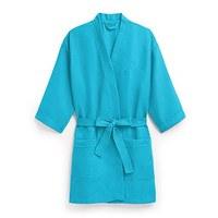 waffle kimono robe turquoise blue