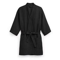 Waffle Kimono Robe - Black