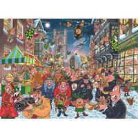 wasgij christmas 12 the big turn on 2 x 1000 piece jigsaw puzzle