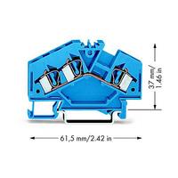 WAGO 281-651 6mm 3-cond. Through Terminal Block ATEX Ex I Blue AWG...