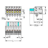 WAGO 2721-104/008-000 Female MCS-MIDI 4P 5mm Snap-in Feet Push But...