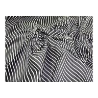 Wavy Stripe Flock Print Dress Fabric Black & Silver