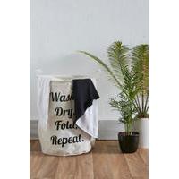 Wash, Dry, Fold, Repeat Laundry Bag, BLACK & WHITE