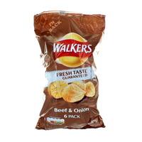 Walkers Beef & Onion Crisps 6 Pack