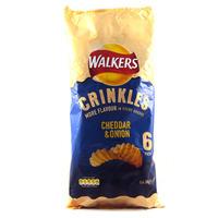 Walkers Crinkles Cheddar & Onion Crisps 6 Pack