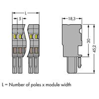 WAGO 769-102/000-036 1-way Plug/Gnd. Base Module 2-pole Grey/Grn-y...