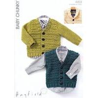 waistcoat and cardigans in hayfield baby chunky 4403