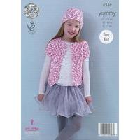 waistcoat cardigan and hat in king cole yummy 4536