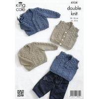 Waistcoat, Cardigan, Slipover and Sweater in King Cole Baby DK (4154)