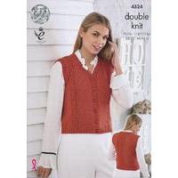 Waistcoat with Cap Sleeves or Armhole Borders in King Cole Smooth DK (4524)