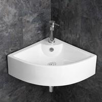 Wall Mounted Prato Large White Ceramic Corner Bathroom Sink