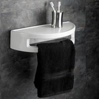 Wall Mounted 40cm Avelino Ceramic Circular Bathroom Shelf With Towel Rail