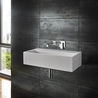 Wall Mounted Pure White Kiva Solid Surface 60cm x 30cm Rectangular Sink