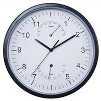 Wall Clock AluminiumBlack with Temperature and Hygrometry Dials