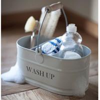 Washing Up Tidy with Wooden Handle in Chalk White by Garden Trading