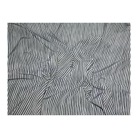 Wavy Stripe Print Polyester Dress Fabric Navy & Beige