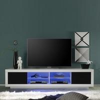 Wales Large LCD TV Stand In White Gloss Front And Black With LED