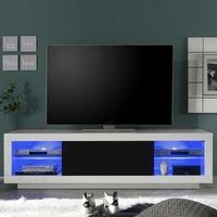 Wales Wide LCD TV Stand In White Gloss Front And Black With LEDs
