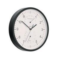 Wall Clock Aluminium/Black with Temperature & Hygrometry Dials