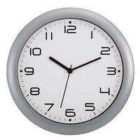 wall clock 30cm face metalic grey bezel