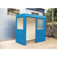 waiting shelter with windows blue l2400 w1200 h2250mm