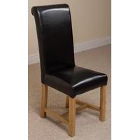 washington scroll top leather dining chair black