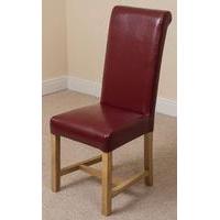 Washington Scroll Top Leather Dining Chair - Red