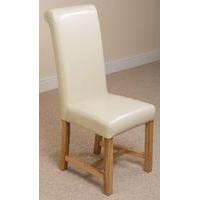 Washington Scroll Top Leather Dining Chair - Ivory
