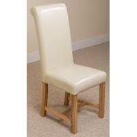 washington scroll top leather dining chair ivory