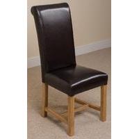 Washington Scroll Top Leather Dining Chair - Brown