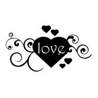 wall word designs stickers love heart black 1147