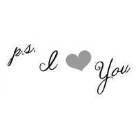 Wall Word Designs Stickers PS I Love You - Black and Silver, 1149