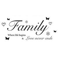 Wall Word Designs Stickers Love Never Ends - Black, 1143