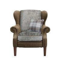 Wainwright Wing Chair, Vintage Leather and Fabric