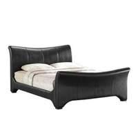 Wave Faux Leather Bed Frame King Wave Black Faux Leather Bed Frame