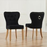 Wallace Dining Chair In Black Velvet With Oak Legs In A Pair