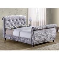 Warrington Modern Fabric Bed In Grey With Wooden Feet