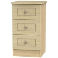 Warwick Light Oak Bedside Cabinet - 3 Drawer Locker