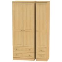 Warwick Beech Triple Wardrobe - Tall with Drawer